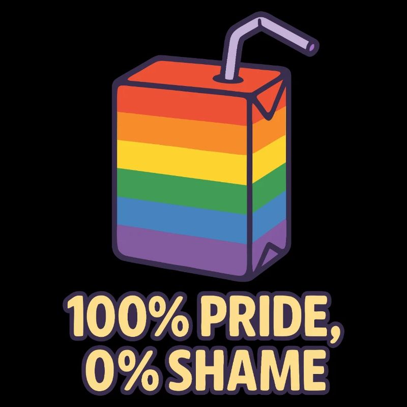 100% Pride, 0% Shame – Regenbogen-Saftbox Design