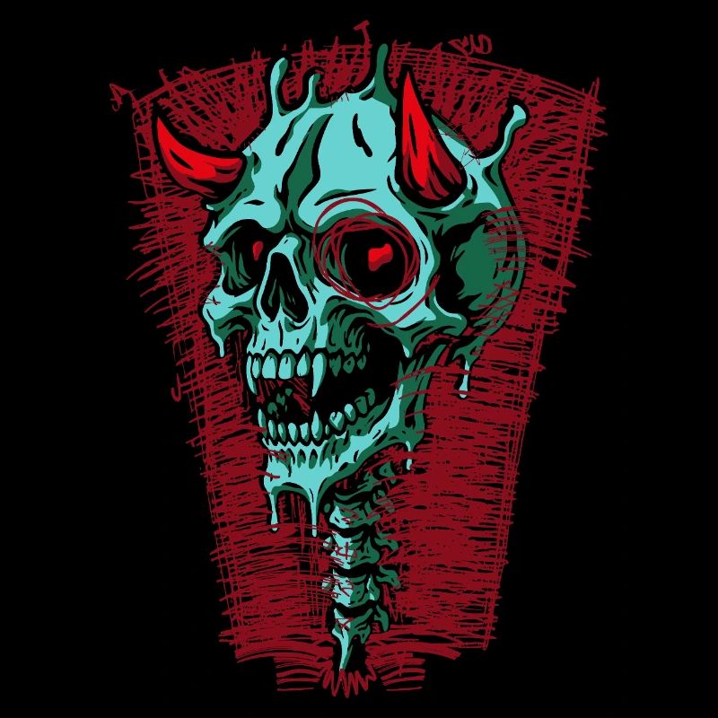 Crâne turquoise avec cornes