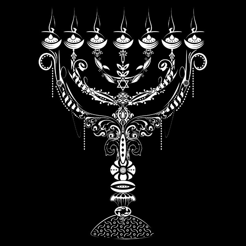 Ornamental menorah with ornate decorations
