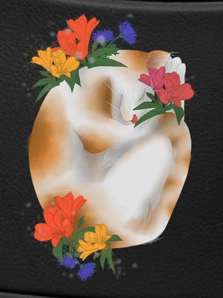 Chat et fleurs
