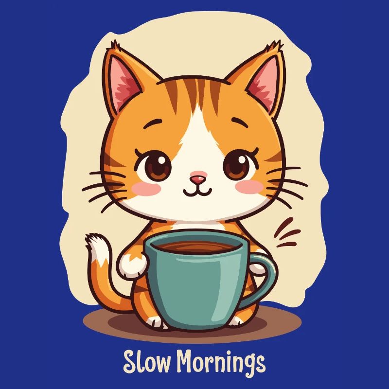 Langsame Morgenkatze mit Kaffee
