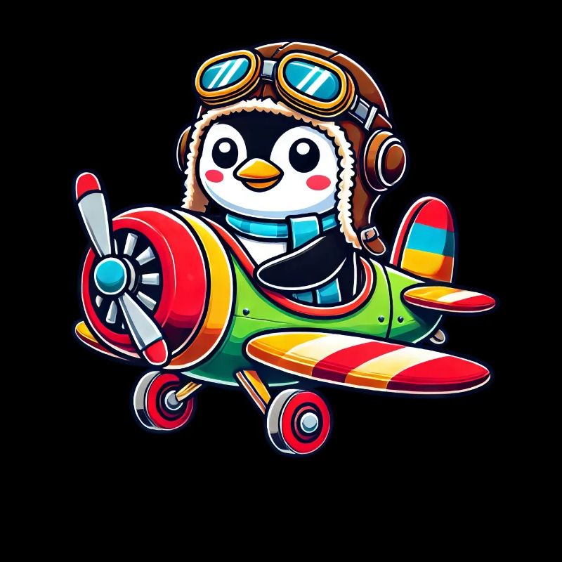 Pinguin Pilot Flugschein Flugzeug Propellermaschin