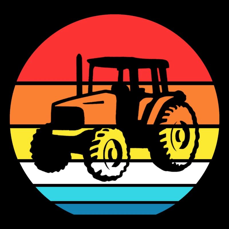 Tractor in circle colorful tractor agriculture field