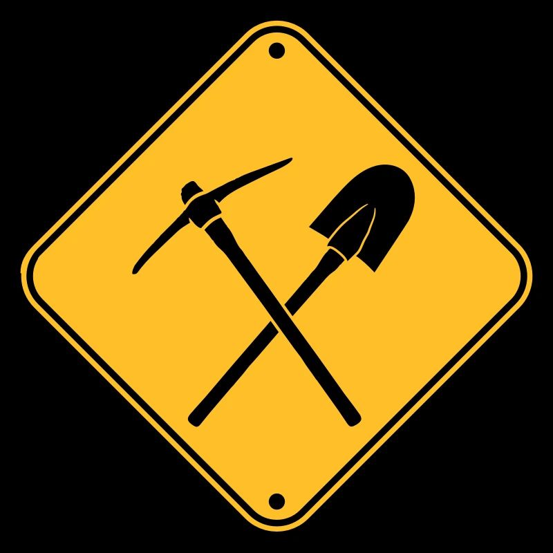 yellow work shield danger caution hazard warning n