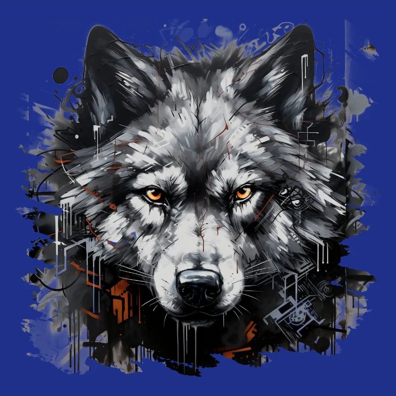 Lone Wolf. Urban hunter in graffiti style.