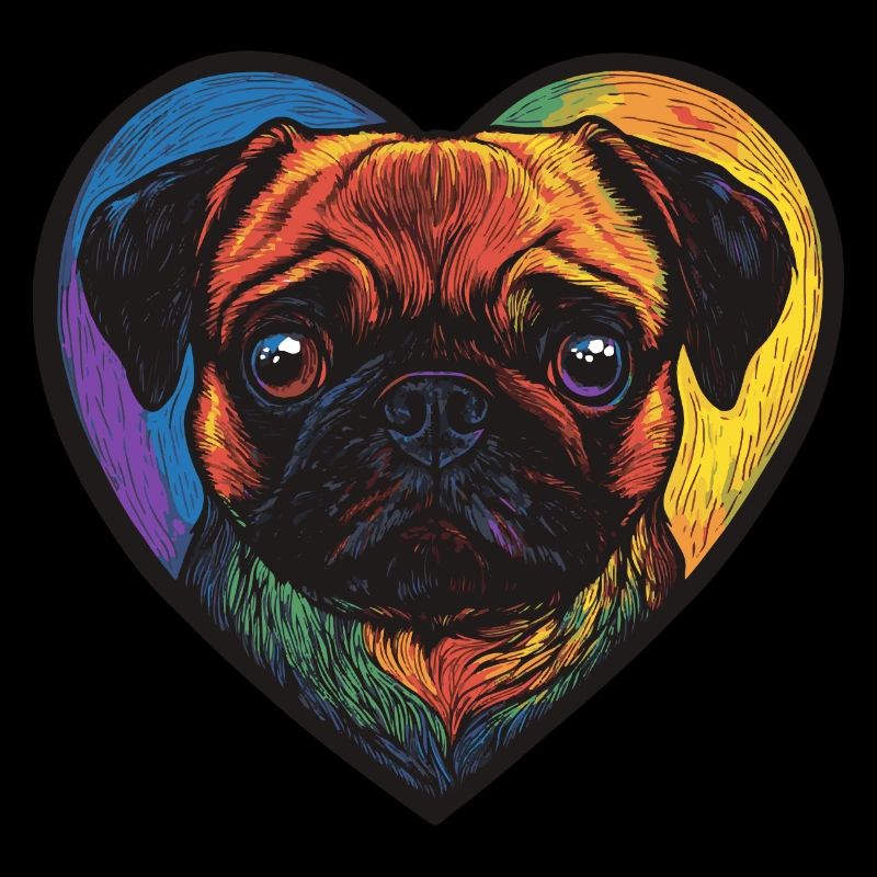 Pug Dog Heart Love