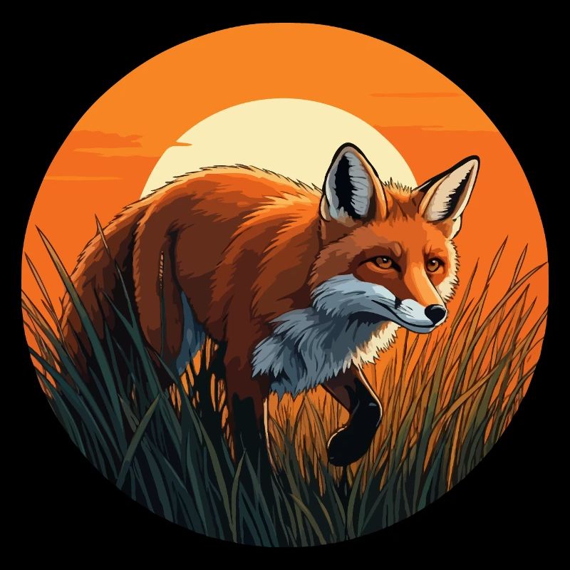 Renard au coucher du soleil