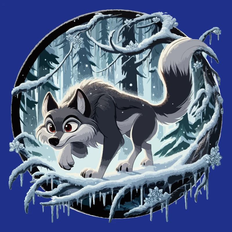 Wolf im eisigen Wald