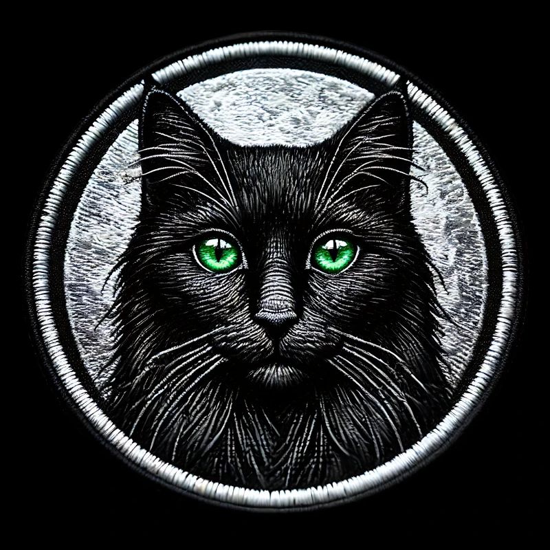Motif mystique du chat noir – graphisme élégant