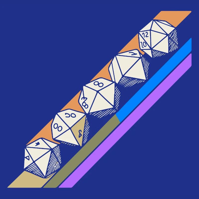 Retro Minimalist Polyhedral Dice Set Tabletop RPGP