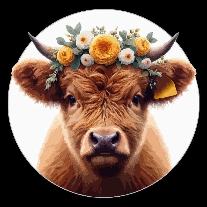 Veau Highlander avec fleurs 2