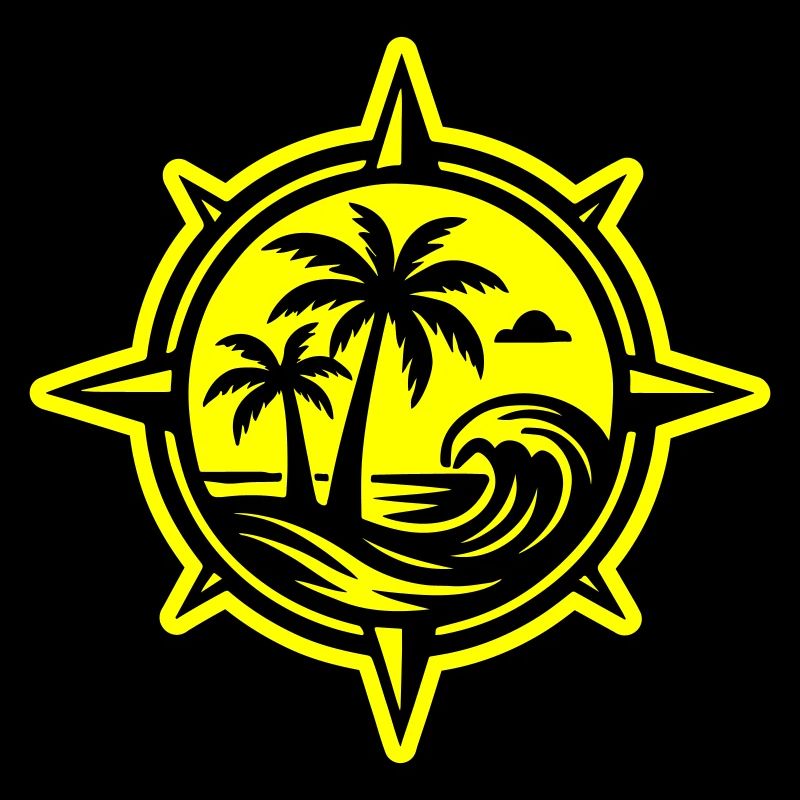 Compass Palm Trees Ocean