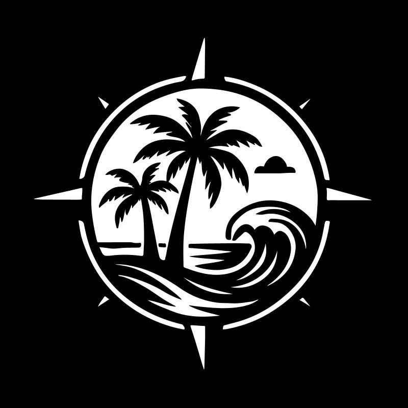 Kompass Palmen Ozean