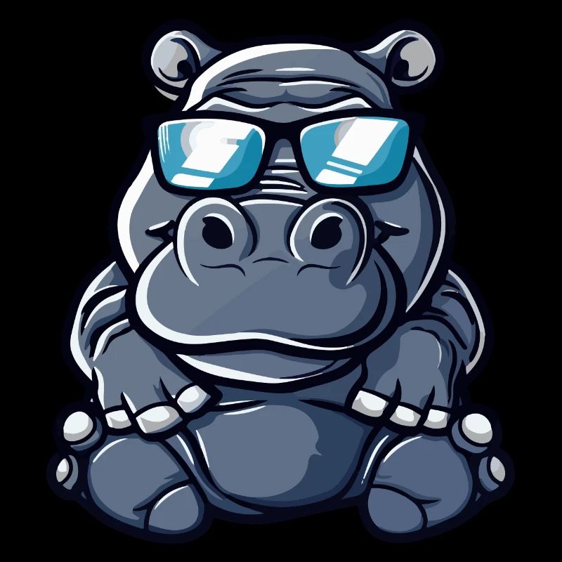 hippopotame bande dessinée cool