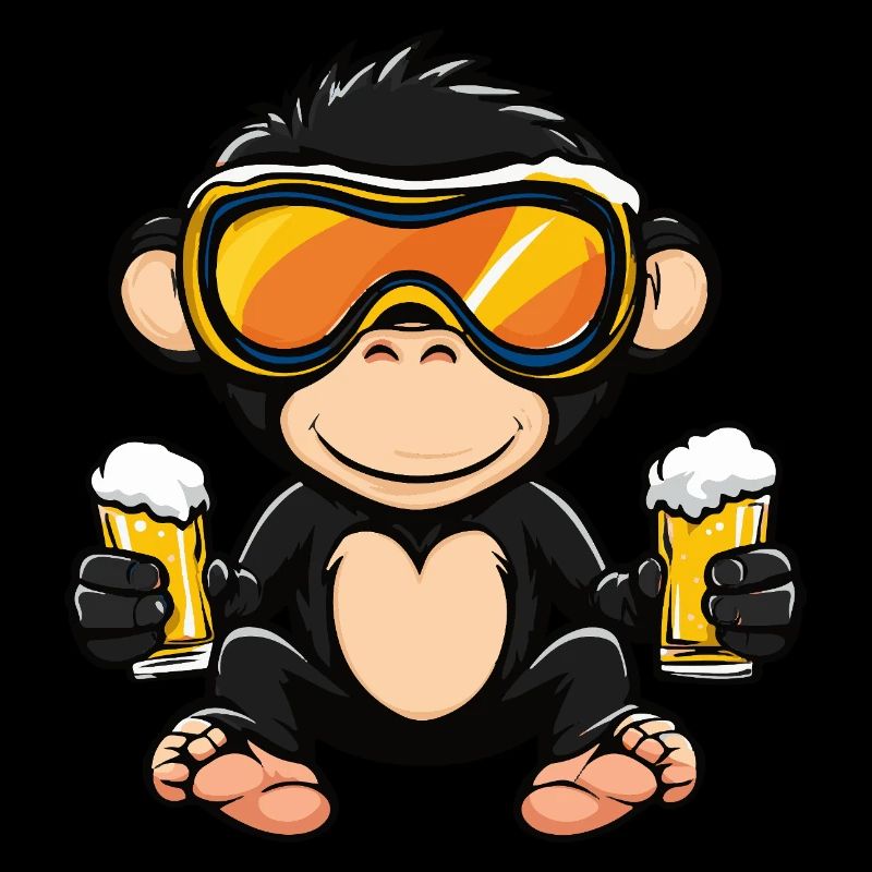 Affe Apres Ski Bier Comic
