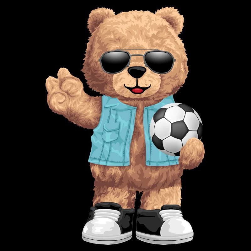 Cool bear with ball soccer