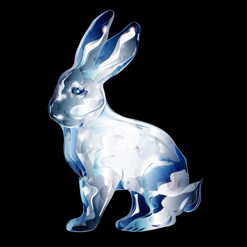 glass rabbit colored in glass look