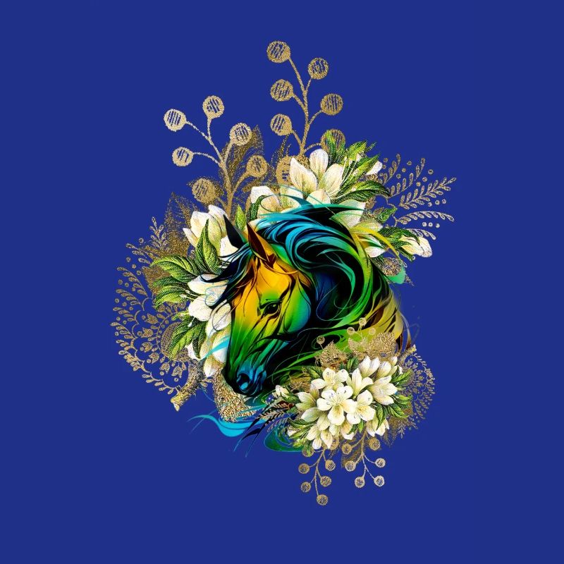 Wunderschönes buntes Pferd mit Blumen,