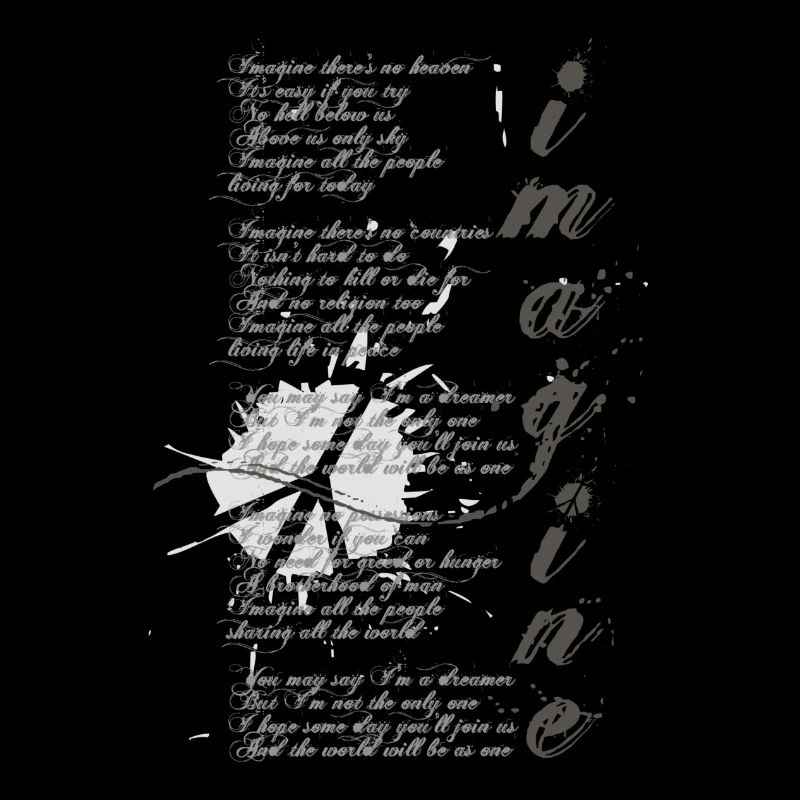 imagine - grafisches Peace-Zeichen & wahrem Text
