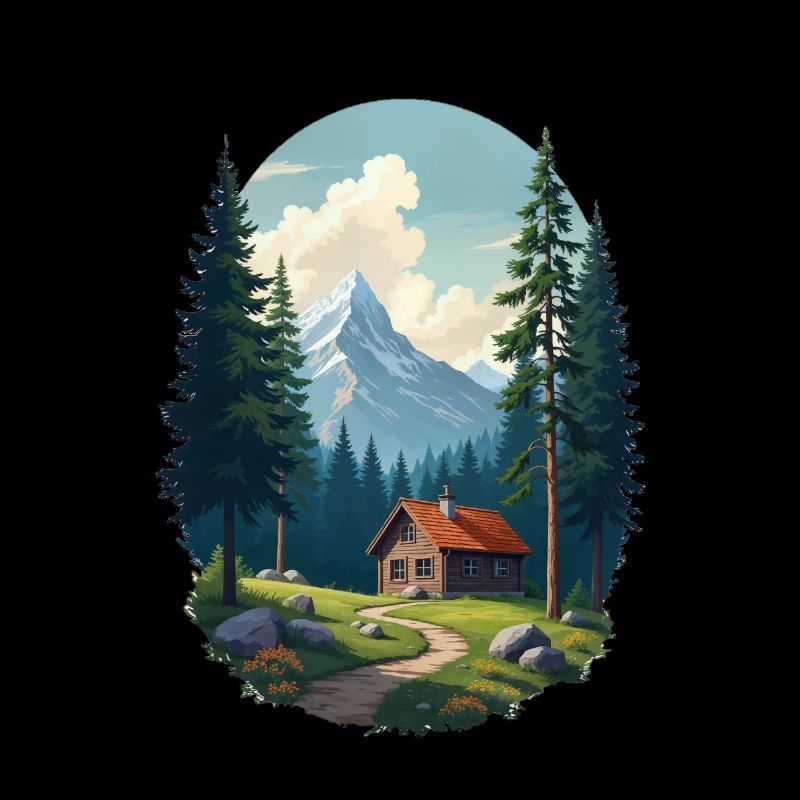 Verpixelte Hütte im Wald