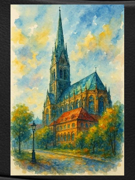 Gothische Kirche im impressionistischen Stil