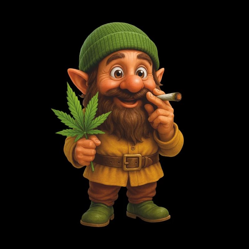 Knuffiger Kifferzwerg mit Hanfblatt