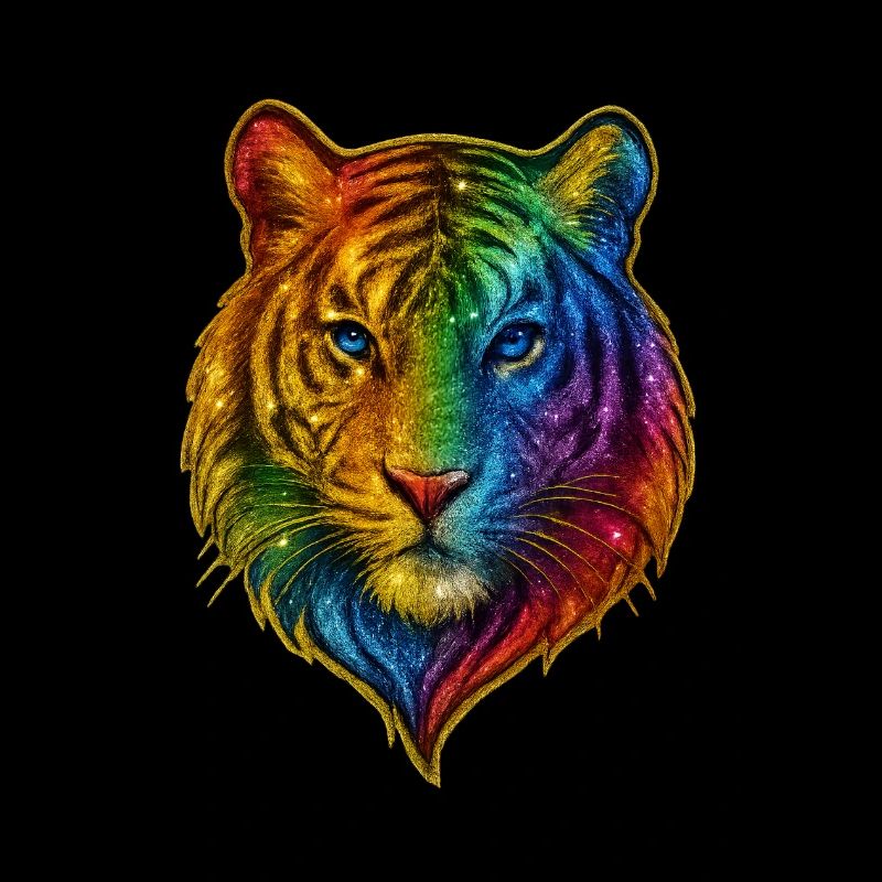 Rainbow Tiger Head