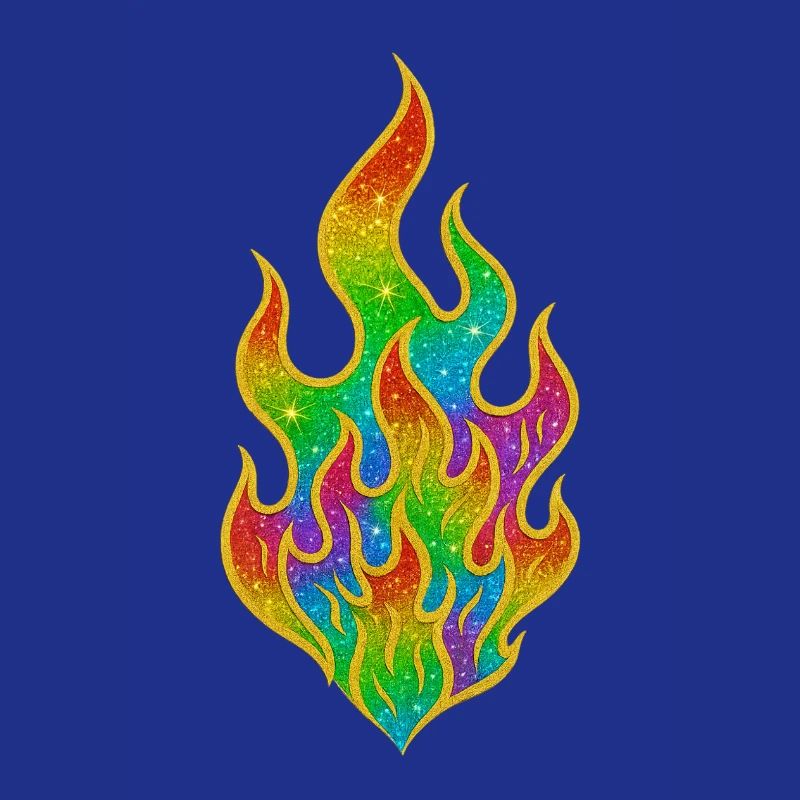 Rainbow Fire Glitter Flame