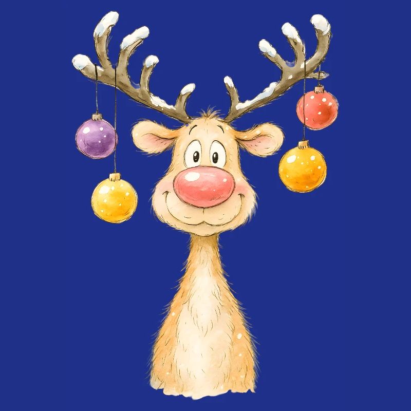 Conception d’aquarelle de renne de Noël mignon