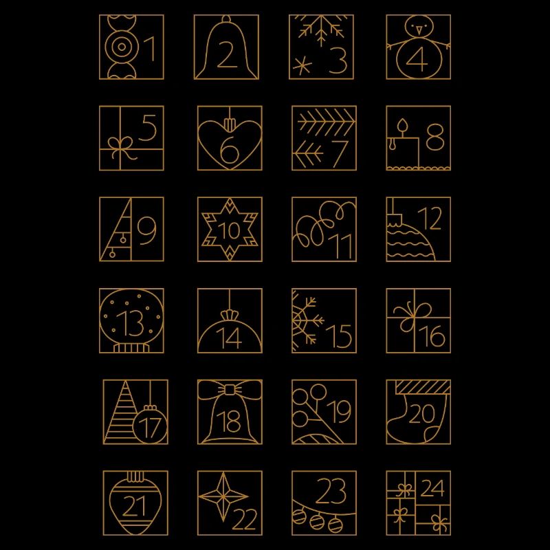 Advent Calendar Gold Checkered Geometric Pattern
