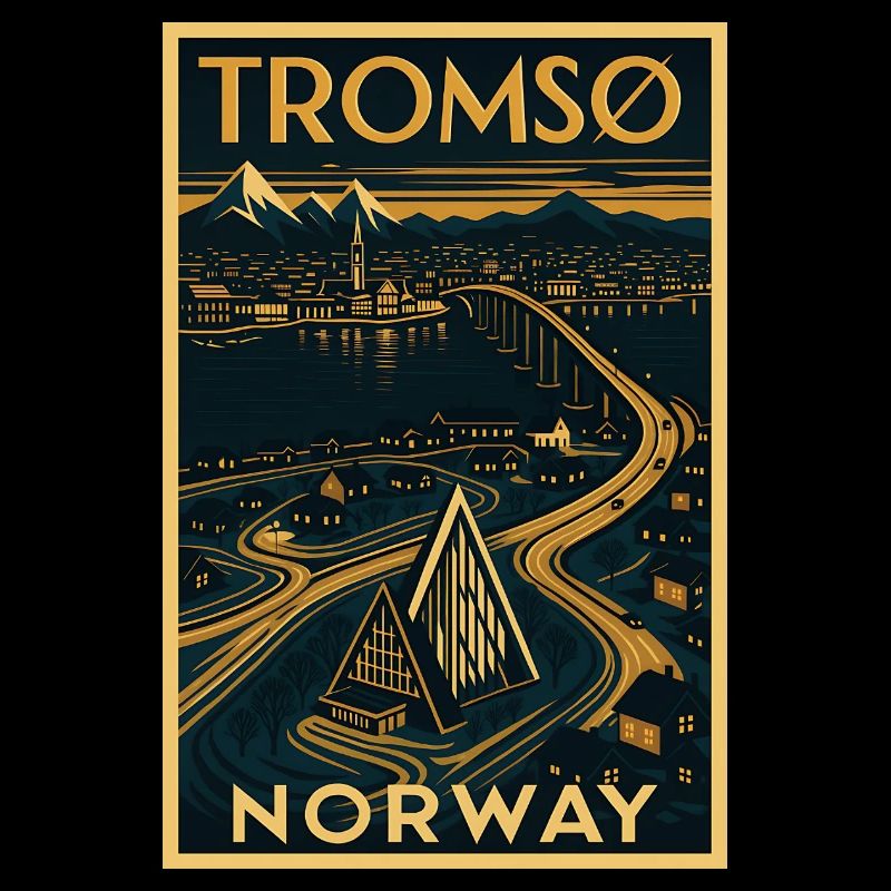 Tromsø Norway – Retro Travel Poster Art Deco