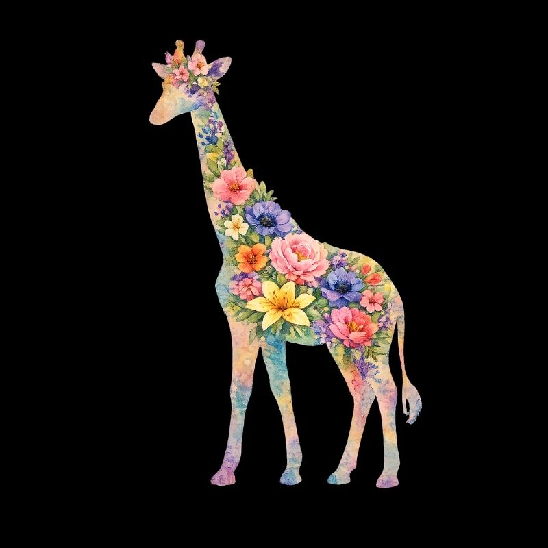 Giraffe Silhouette Blumen