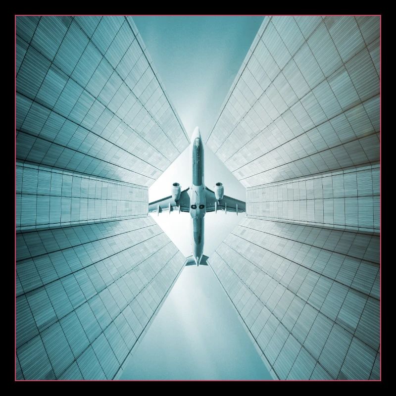 Flugzeug über Wolkenkratzer