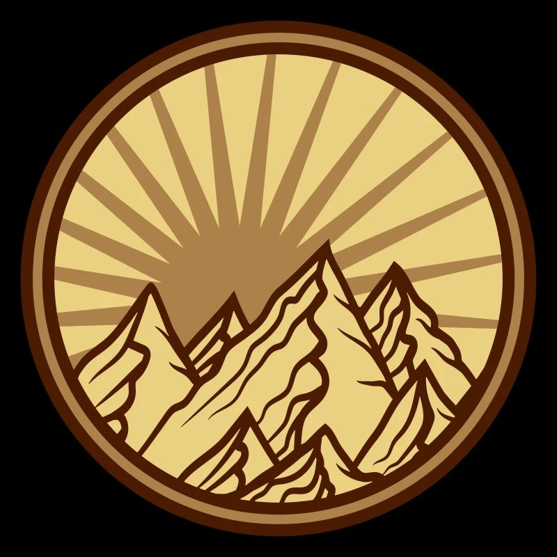 mountains circle mountains round logo sun high mountain path