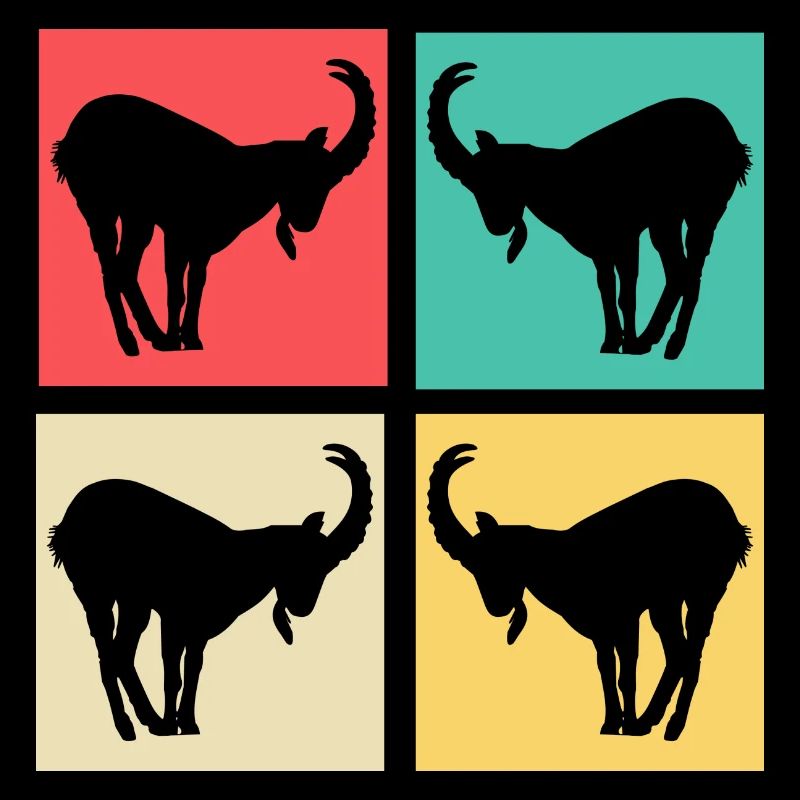 Steinbock Pop Art Bunt Farbig Schatten