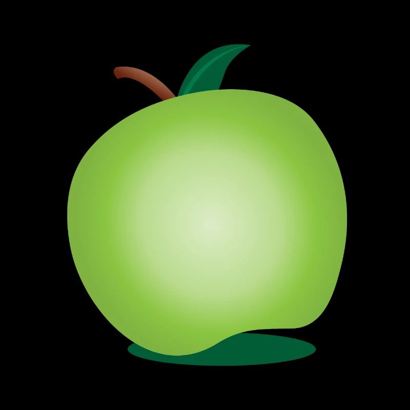 green apple tilted with a shadow