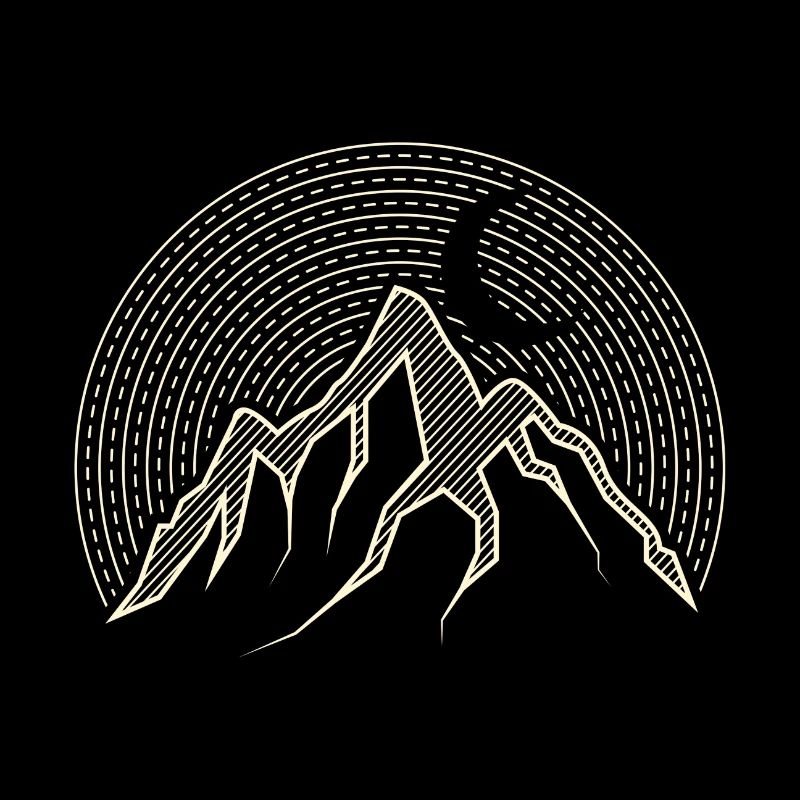 Abstract mountain camping illustration gift