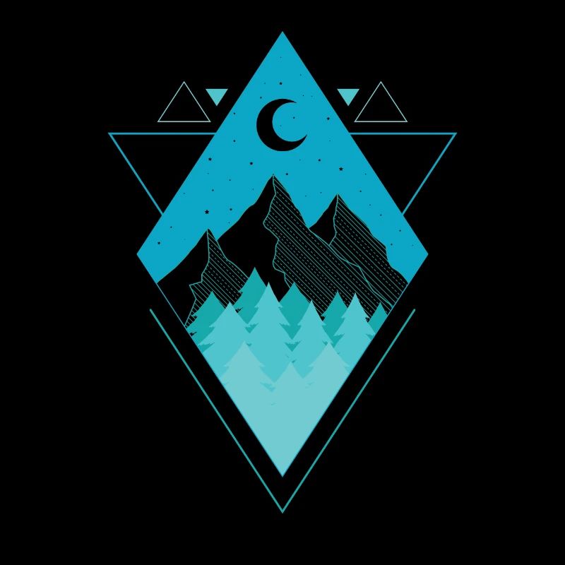 Forest Mountains Moon and Stars Polygon Poly Triangle