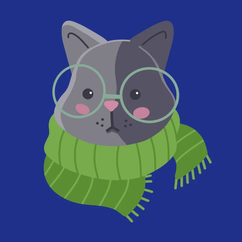 Écharpe grise mignonne de chat de chat dessiné à la main