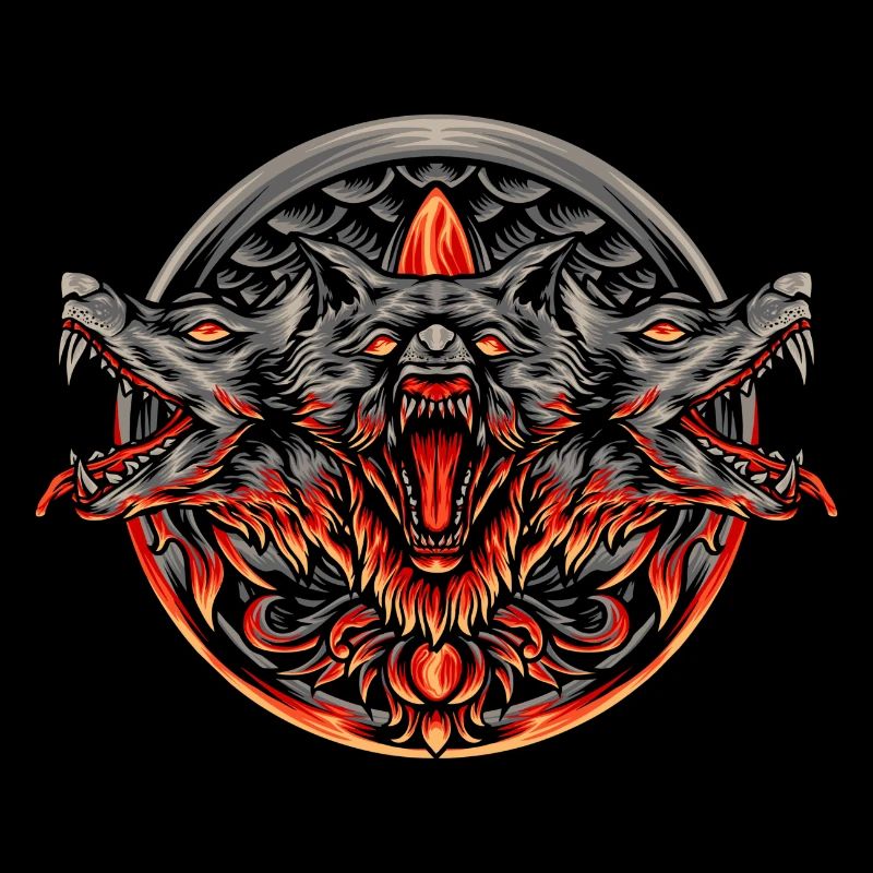Wolf Head Cerberus Créatures grecques mythiques