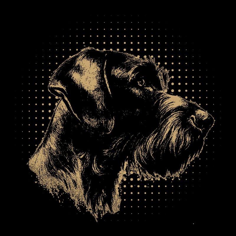 Deutsch Drahthaar Hund Hundekopf Welpe retro