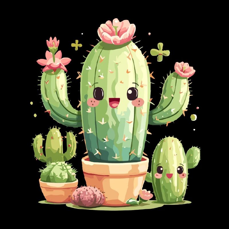 Famille de cactus joyeuse