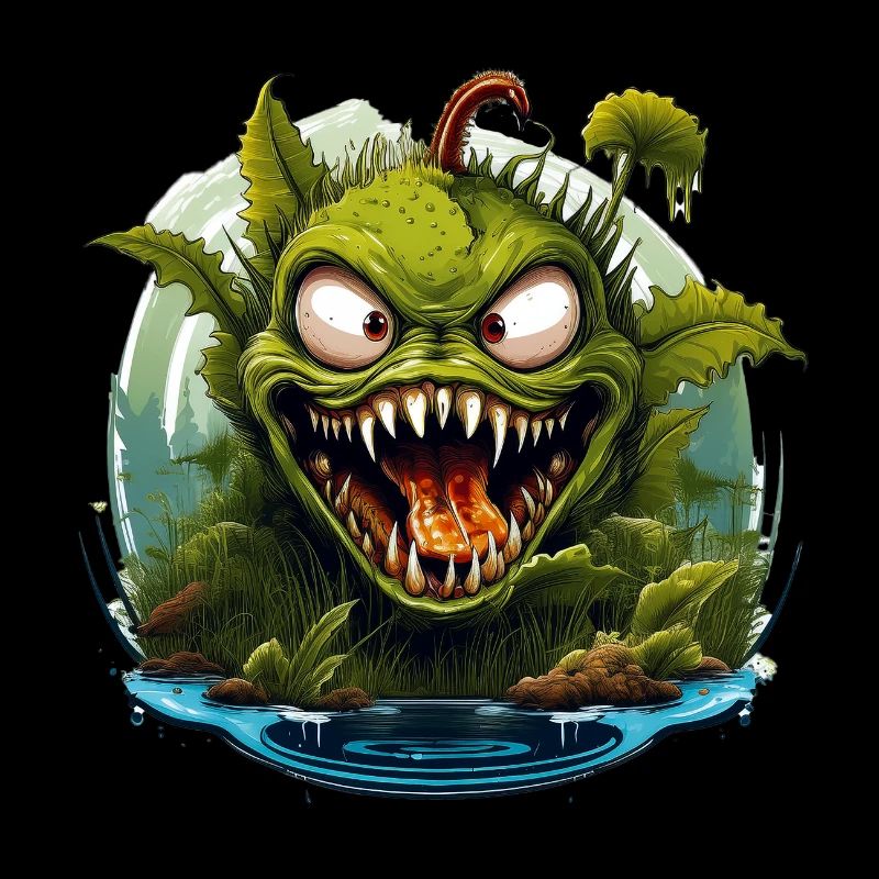 Wild angry carnivorous plant