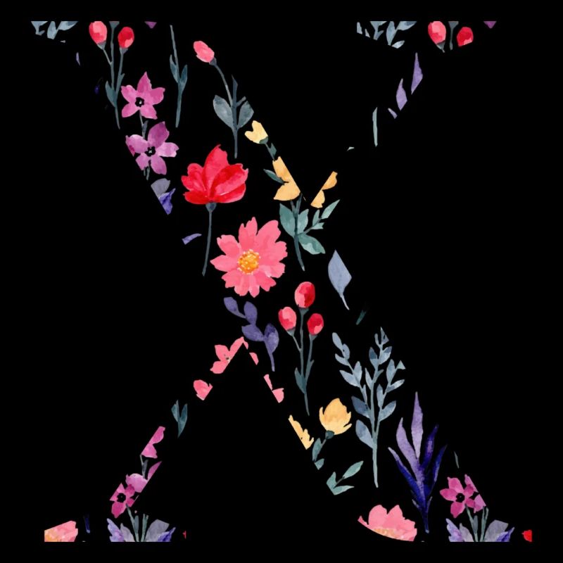 Personalized floral letter x - gift idea