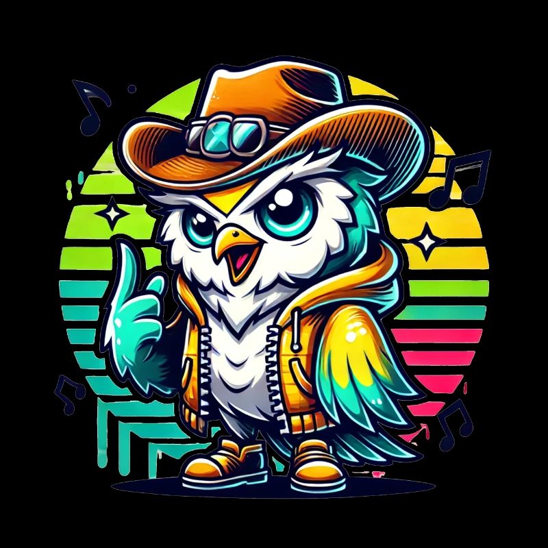 Singende Cowboy Eule mit Cowboyhut