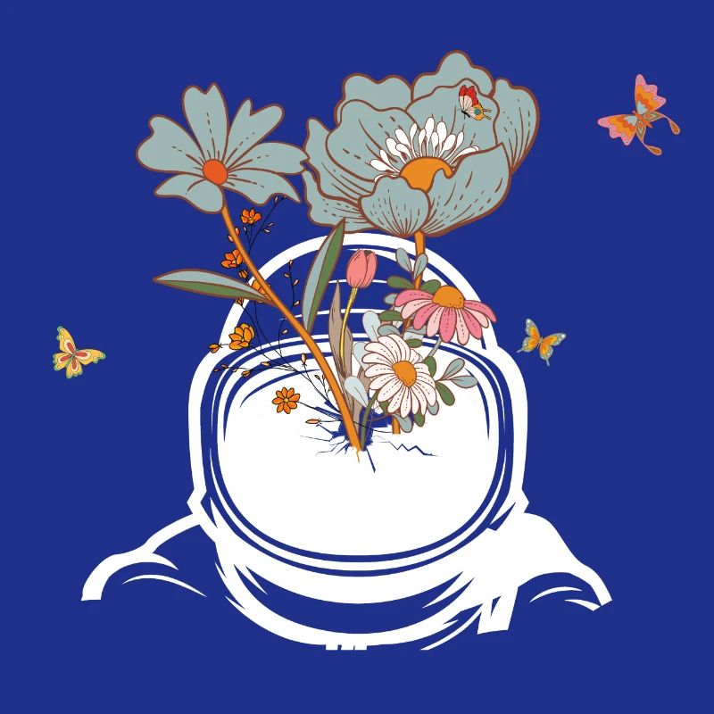 Astronaute avec des fleurs rétro - idée cadeau