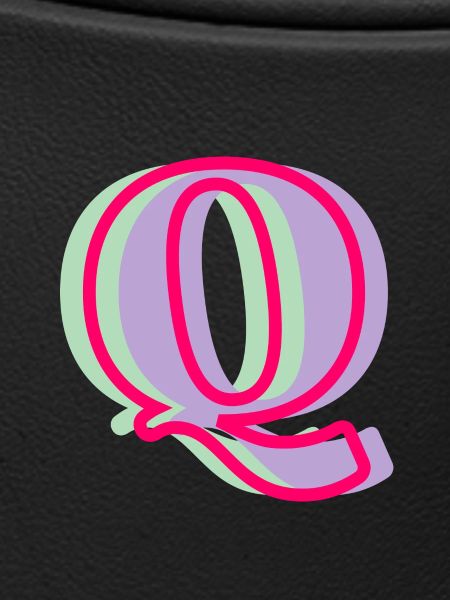 Multi-coloured letter q