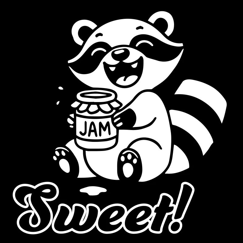 Mignon raton laveur mangeant de la confiture - Design « Sweet »