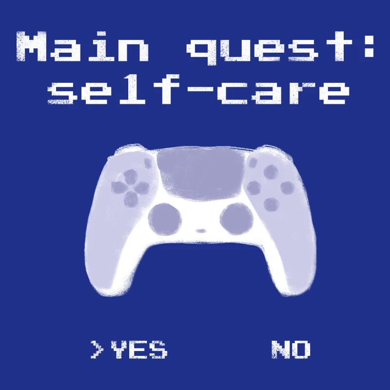 Main Quest Self-Care: retro design with controller