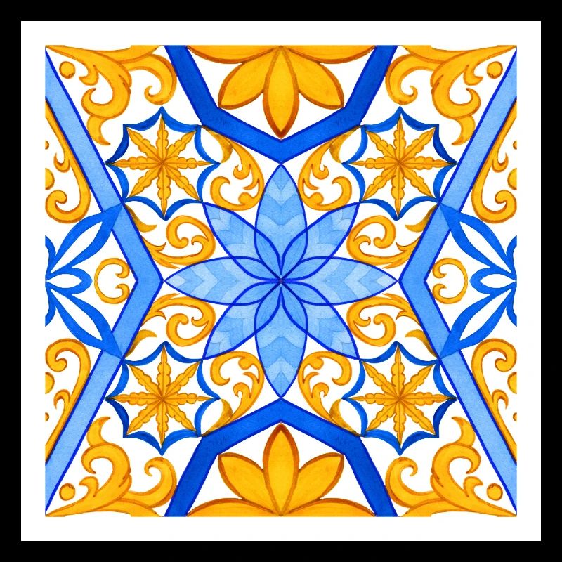 Mediterranean Blue and Gold Tile Design